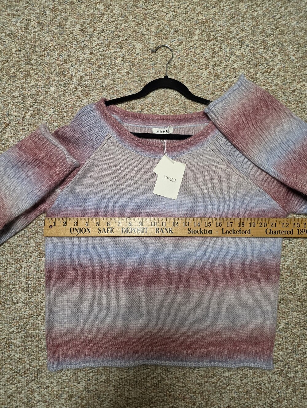 Miracle Scoop Neck Tie-Dye Stripe Pullover Pink & Blue Size Small/Medium Nwt New - Picture 10 of 13